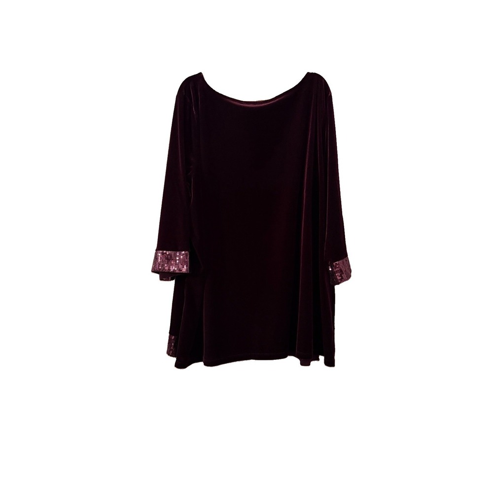 Susan Graver Artisan 3X Velvet Tunic Top Embellished Bell Sleeves Event Holiday - Picture 7 of 8